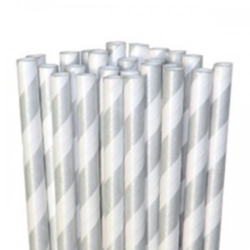 24 Mint Green Striped Paper Straws
