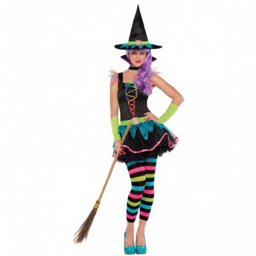 Neon Witch Costume - Size Teens/M