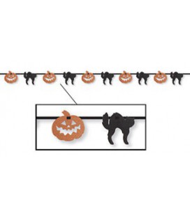 Gliitered Pumpkins & Cats Garland