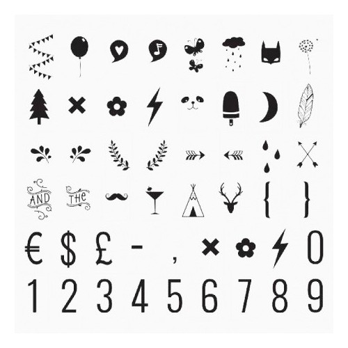 Schwarzes Zahlen- & Symbole-Set für Leuchtkasten