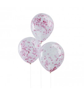 6 Pink Confetti Balloons