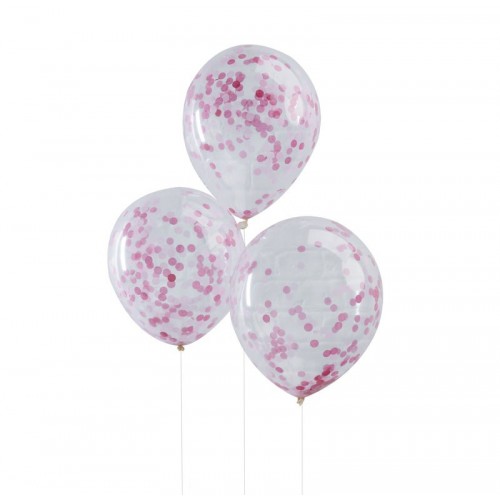 6 Pink Confetti Balloons