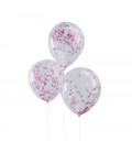 5 Ballons Confettis Roses