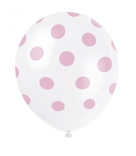 6 Ballons à Pois Roses