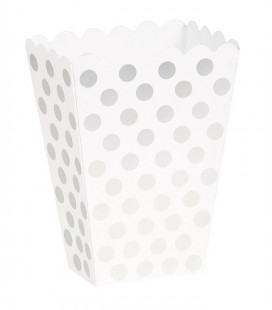 8 Silver Polka Dots Treat Boxes