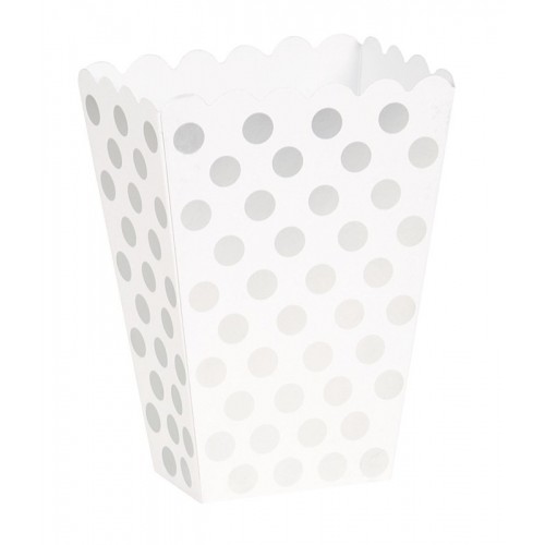 8 Silver Polka Dots Treat Boxes