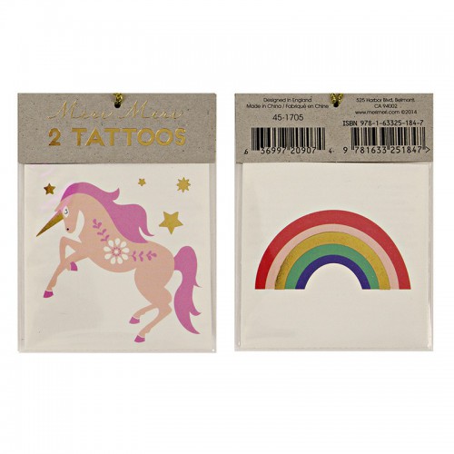 2 Unicorn & Rainbow Temporary Tattoos