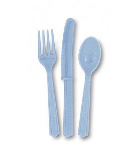 18 Pièces de Couverts Bleu Ciel