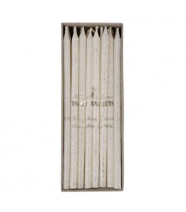 24 Kerzen mit Silber Pailletten