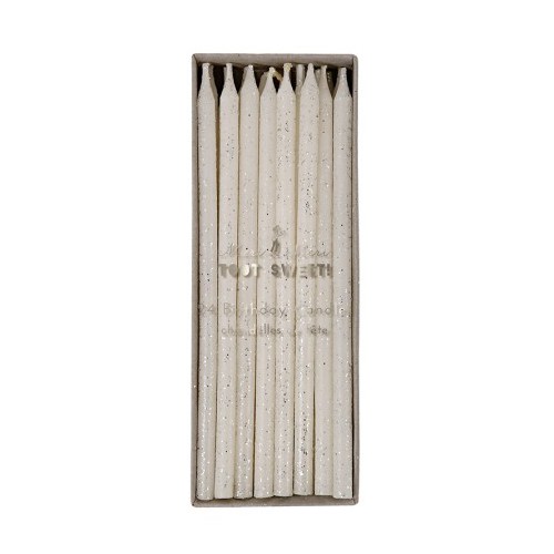 24 Kerzen mit Silber Pailletten