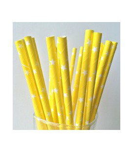 25 Yellow Star Paper Straws