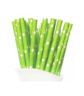 25 Green Star Paper Straws