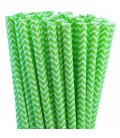 25 Green Chevron Paper Straws