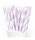 24 Lavendel Gestreifte Papier-Trinkhalme