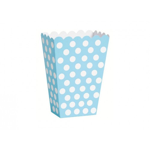 8 Baby Blue Polka Dots Treat Boxes