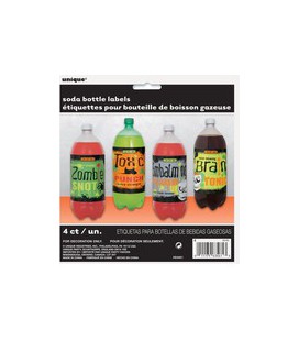 4 Vintage Halloween Sodaflaschen Etiketten