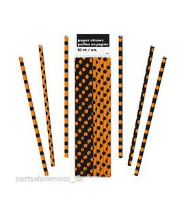 10 Orange Halloween Trinkhalme