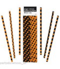 10 Pailles Papier Halloween Orange