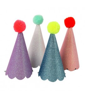 Glitter Party Hats with Pompons