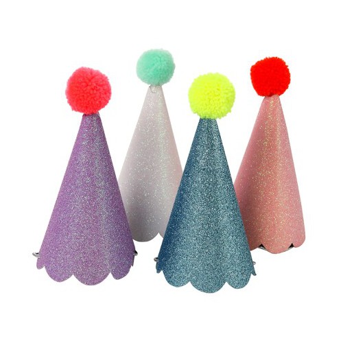 Glitter Party Hats with Pompons