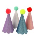 Glitter Party Hats with Pompons