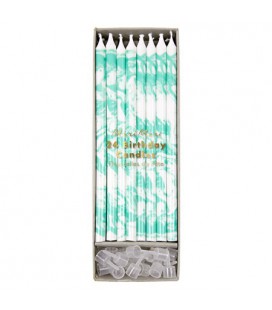 24 Mint Marble Candles