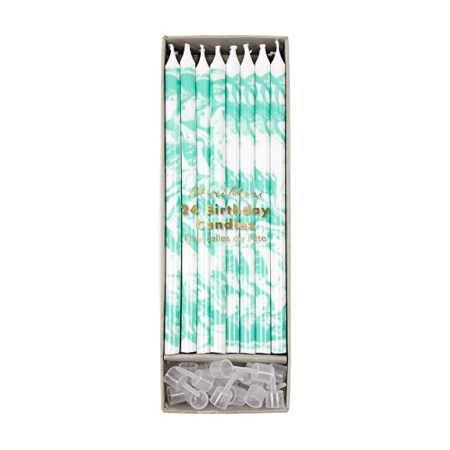 24 Mint Marble Candles