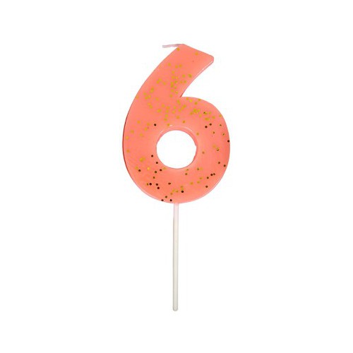 Number 6 Pink Candle