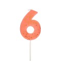 Number 6 Pink Candle