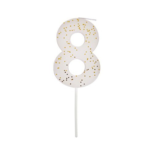Number 8 White Candle
