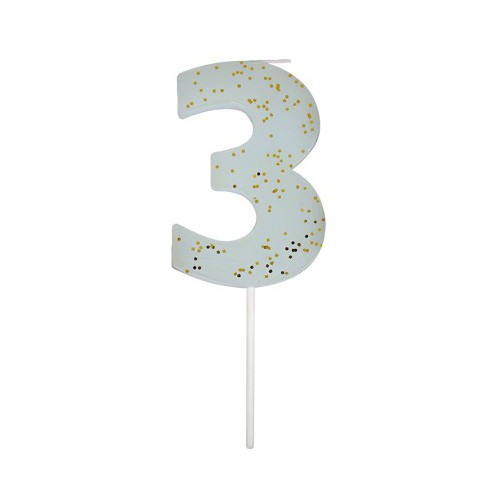 Number 3 Blue Candle
