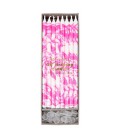 24 Neon Pink Marble Candles
