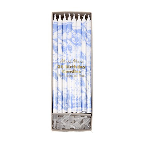 24 Blue Marble Candles