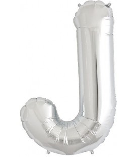 Silberner Folienluftballon "J"
