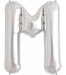 Silver M Mylar Balloon