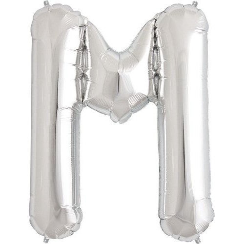 Silver M Mylar Balloon