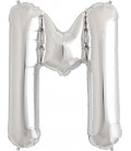 Silver M Mylar Balloon