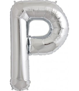 Silver P Mylar Balloon