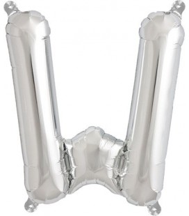 Silver W Mylar Balloon
