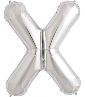 Silberner Folienluftballon "X"