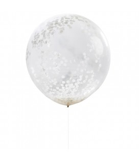 3 Weiße Konfetti-Riesenluftballons