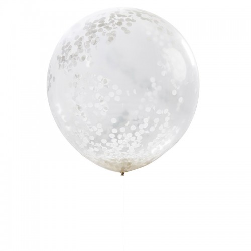 3 White Giant Confetti Balloons