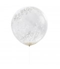 3 White Giant Confetti Balloons