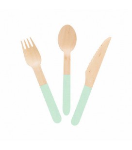 24 Wooden Cutlery Mint Meri Meri