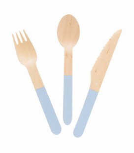 24 Wooden Cutlery Blue Meri Meri