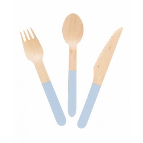 24 Wooden Cutlery Blue Meri Meri