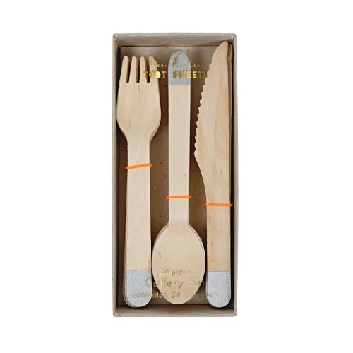 24 Wooden Cutlery Blue Meri Meri