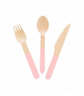 24 Wooden Cutlery Pink Meri Meri