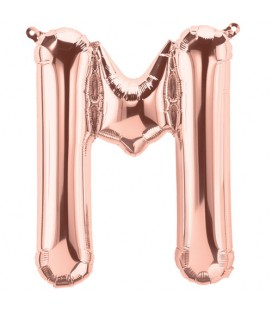 Rose Gold M Mylar Balloon