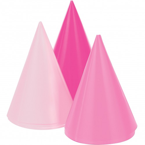 8 Mini Pink Party Hats